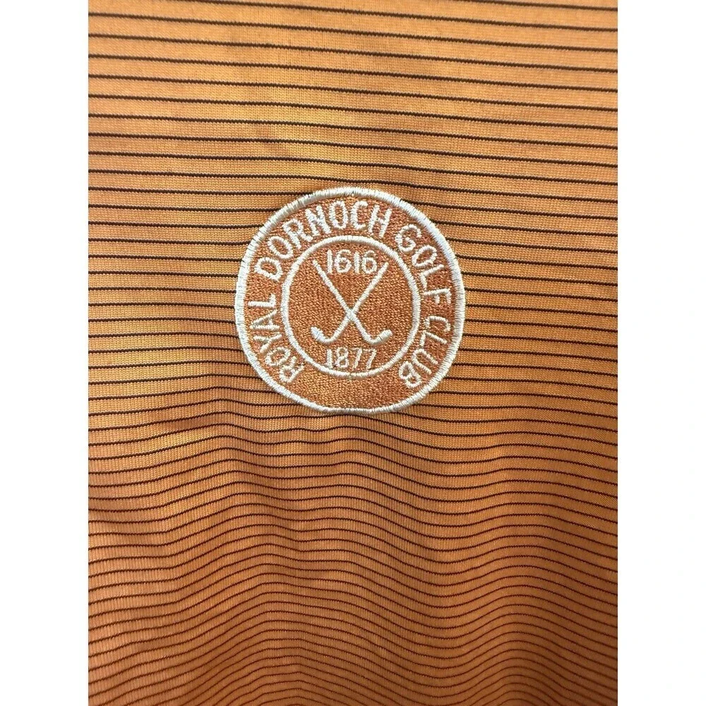 Adidas ClimaCool Polo Shirt Men’s M Orange Striped Royal Dornoch Golf Club